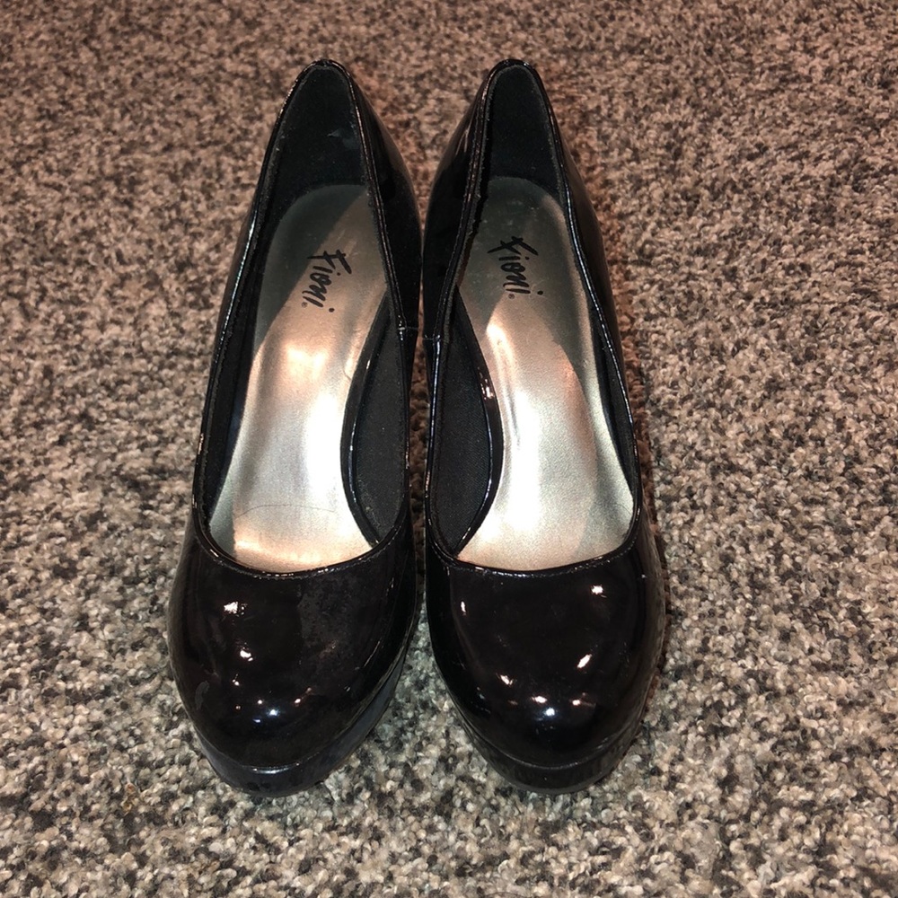 Black satin heels